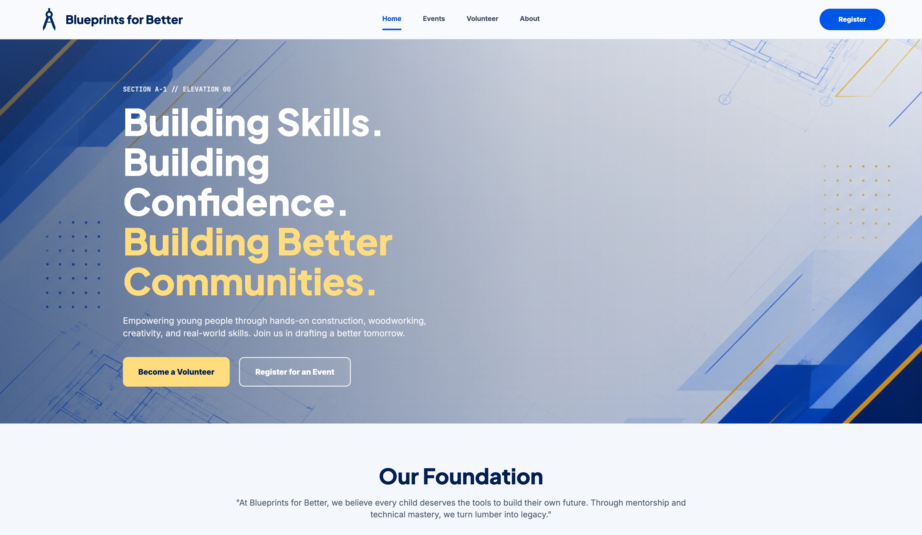 Blueprints for Better website homepage